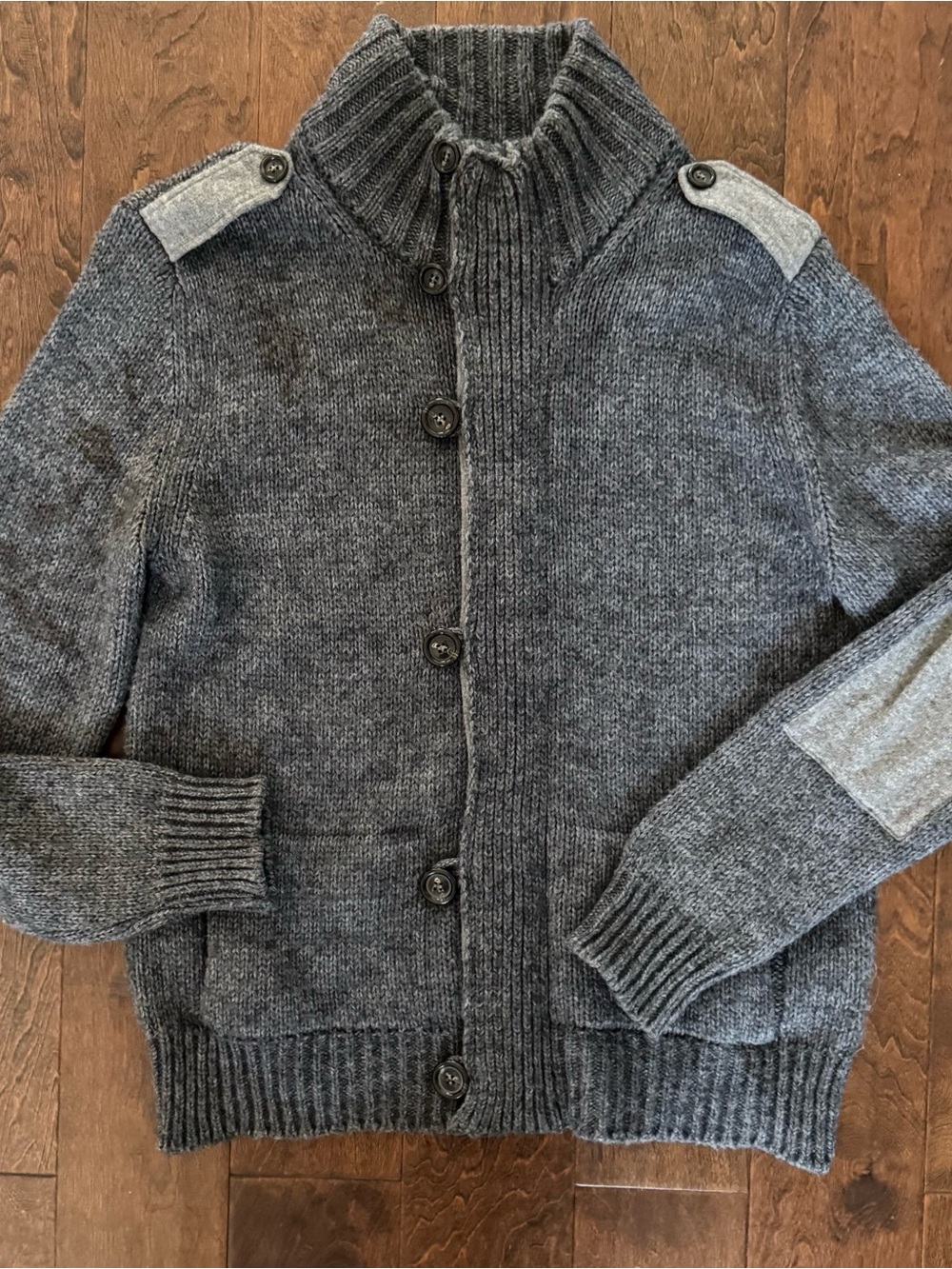 United Colors Of Benetton Men's Gray Button-Up Knit Cardigan